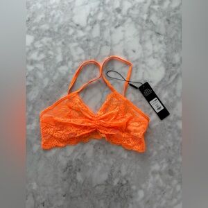 Fashion Nova Neon Orange Lace Bandeau Size Small